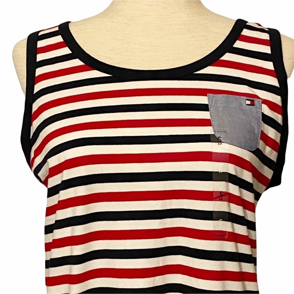 Tommy‎ Hilfiger red white black striped sleeveless maxi dress size small #72414 - Picture 4 of 11
